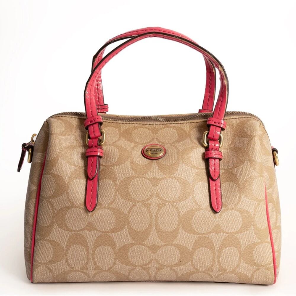 COACH Peyton bennett preppy mini satchel in coral pink and tan - Picture 2 of 7